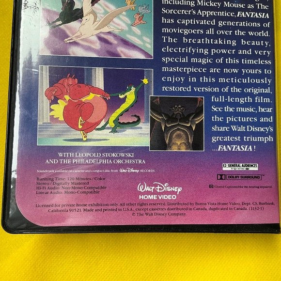 Vintage Disney Fantasia VHS Video Tape - Picture 3 of 7